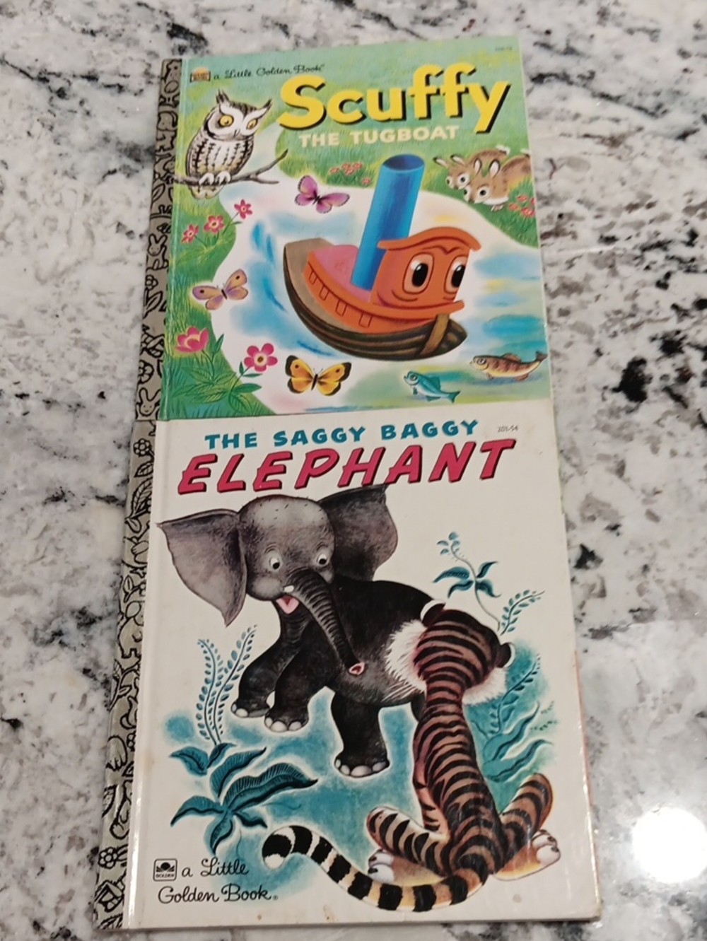 Vintage Little Golden Scuffy the Tugboat & The Saggy Baggy Elephant -